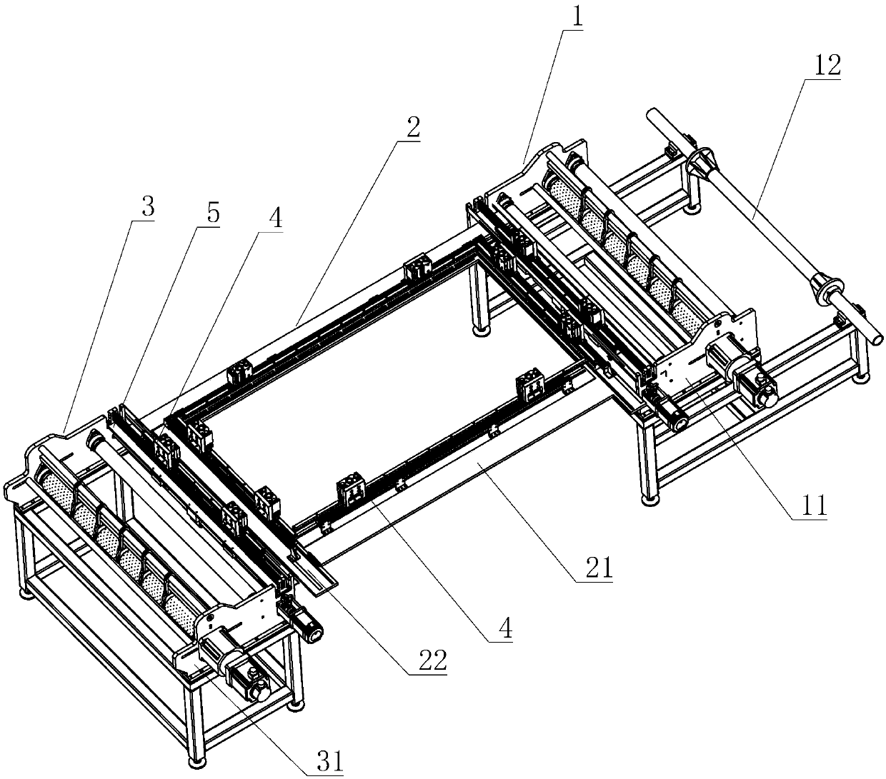 Conveying device of tufting embroidering machine