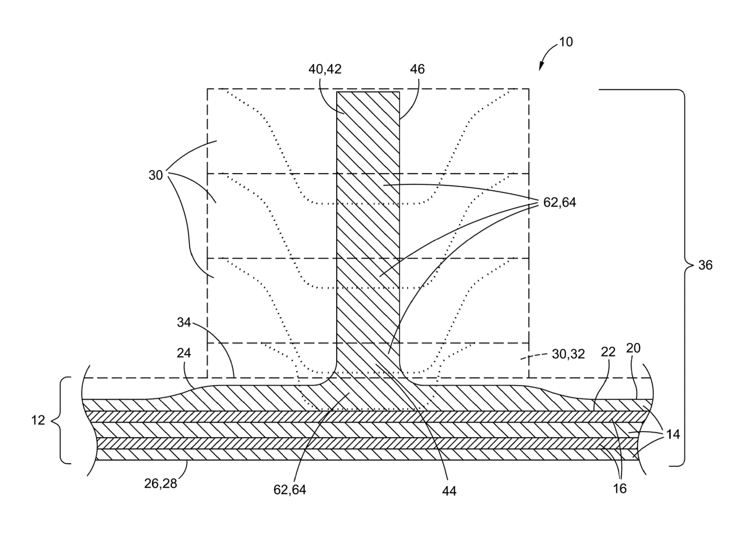 System and method for integrally forming a stiffener with a fiber metal laminate