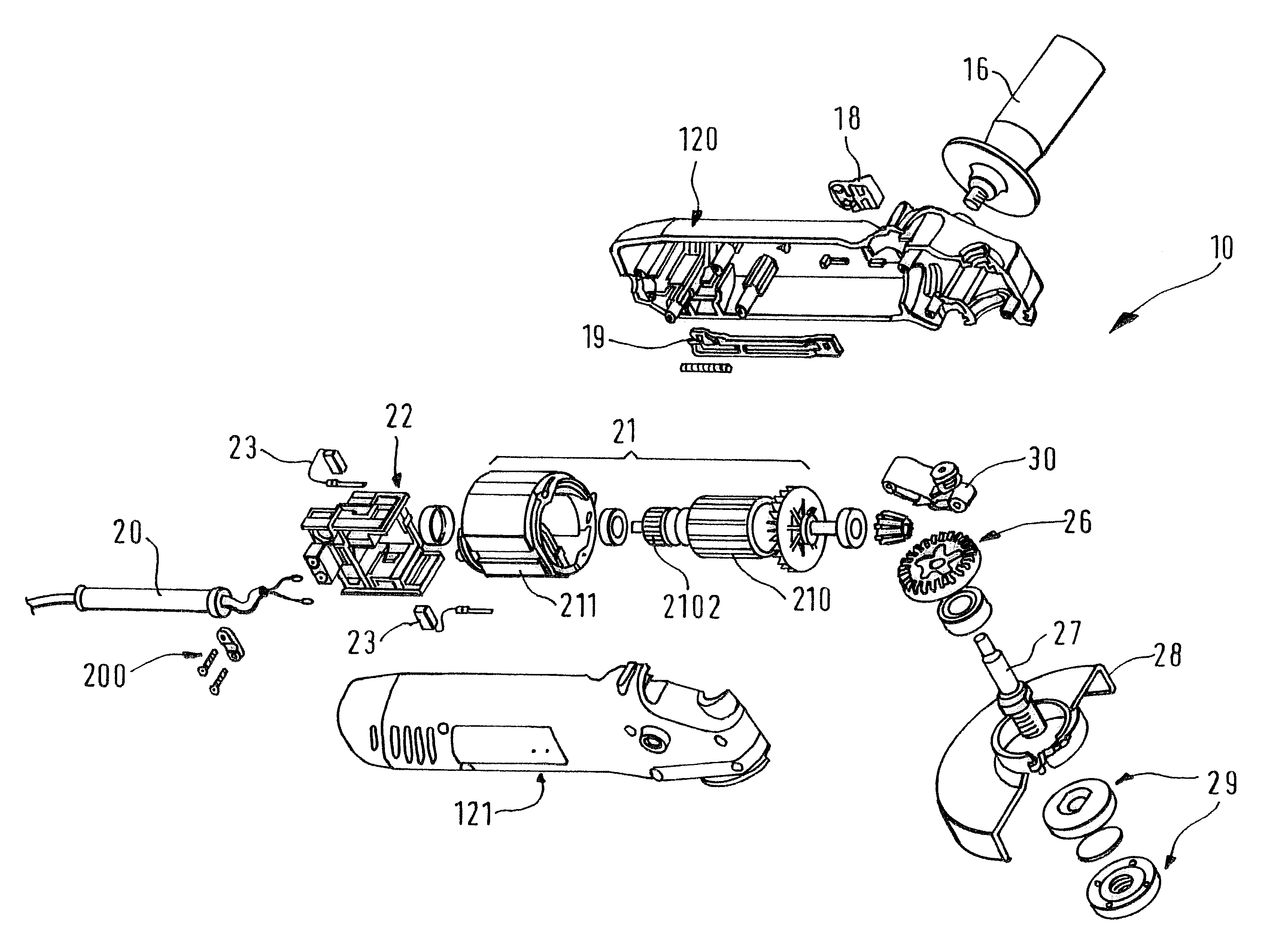 Angle grinder with electric drive