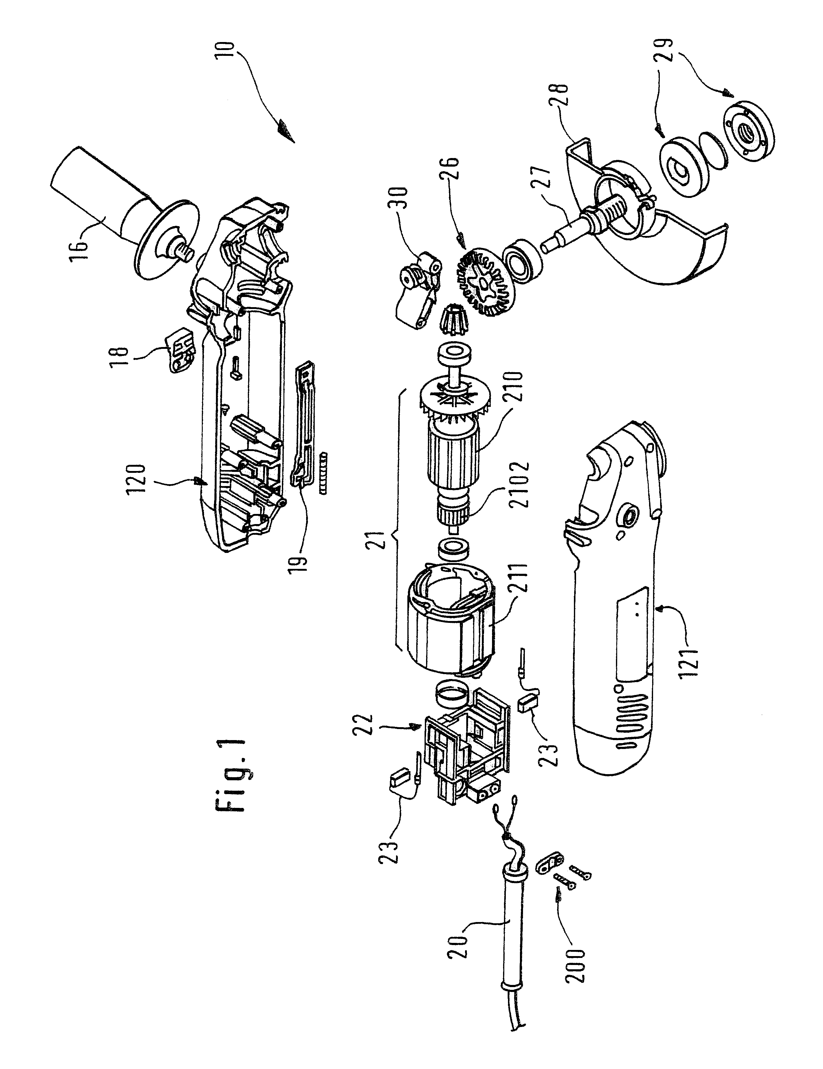 Angle grinder with electric drive