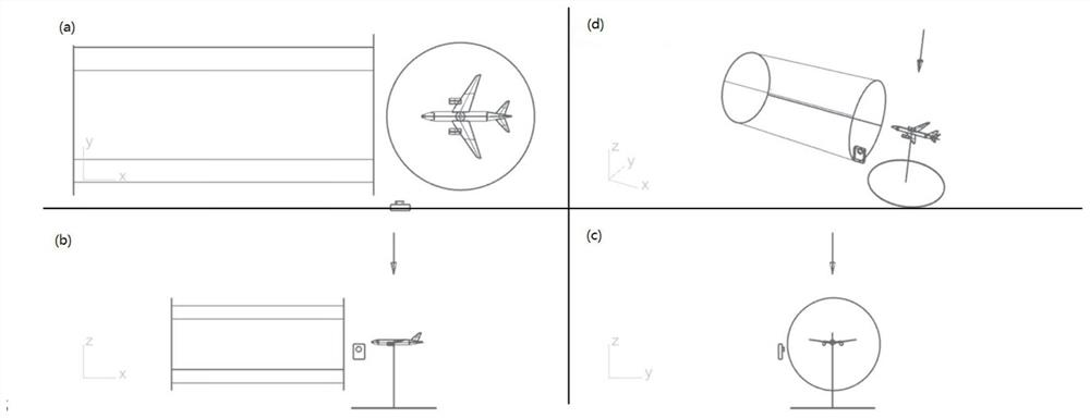 A lightning test device for simulating dynamic aircraft