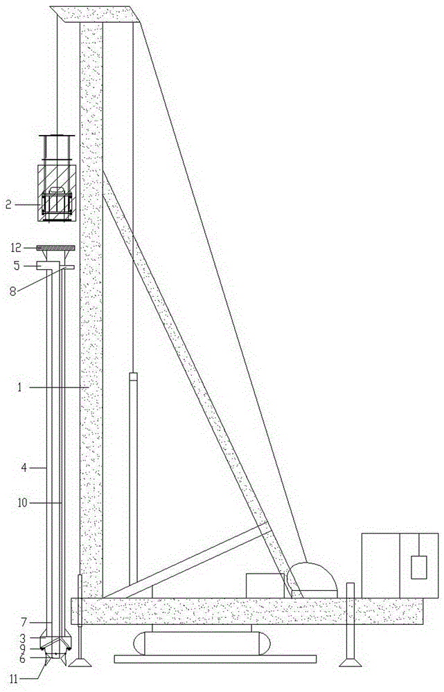 Construction equipment for concrete piles and construction method of construction equipment