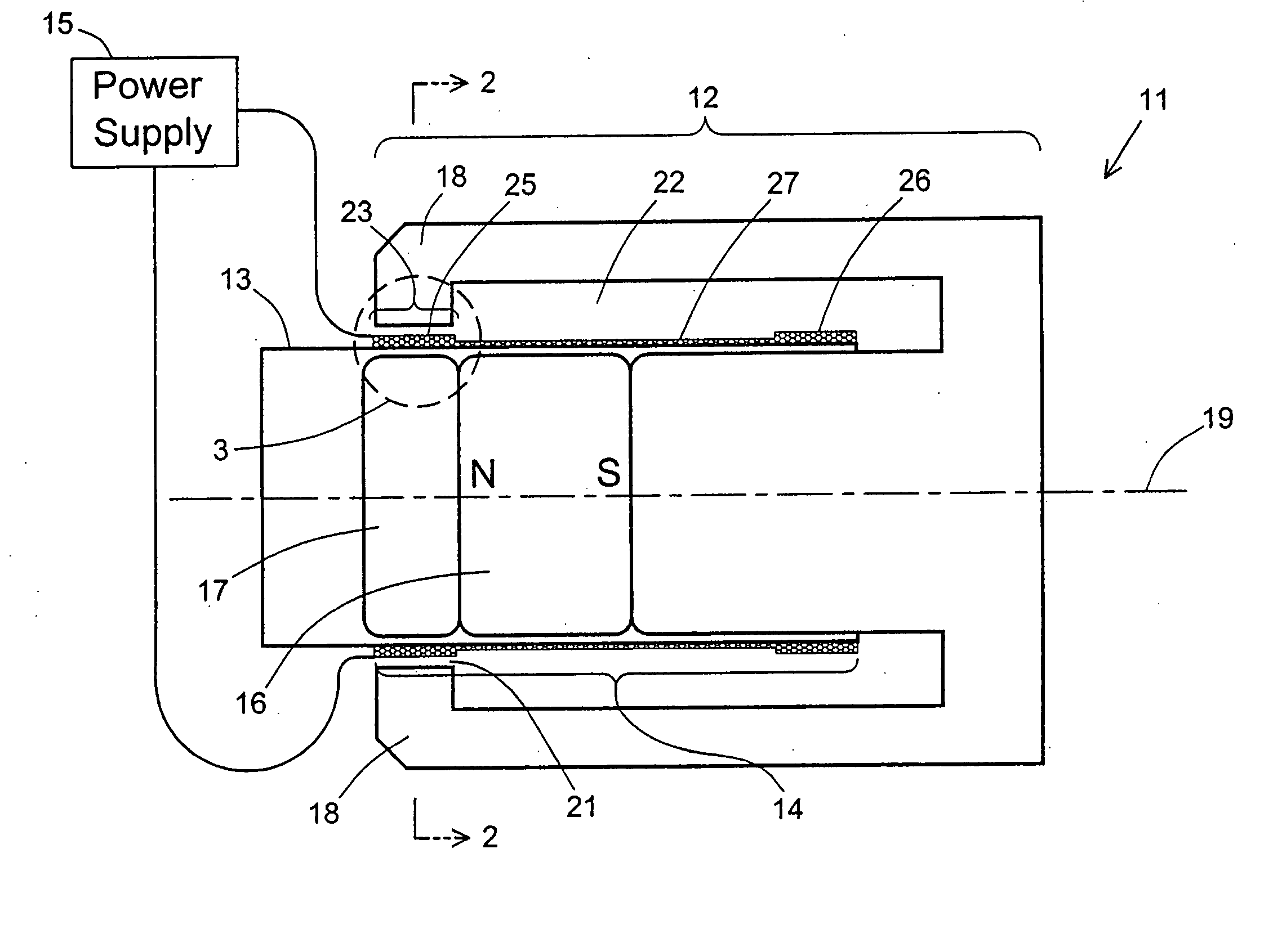 Moving coil actuator for reciprocating motion with controlled force distribution