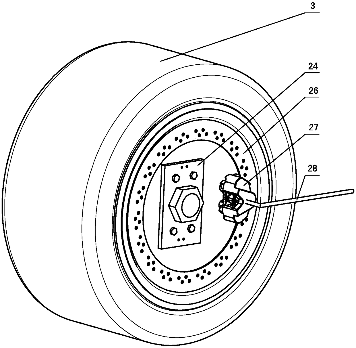 Hub motor driving wheel provided with brake device