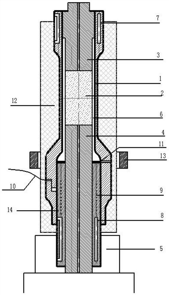 High-temperature and high-pressure rock triaxial experimental device matched with CT online scanning