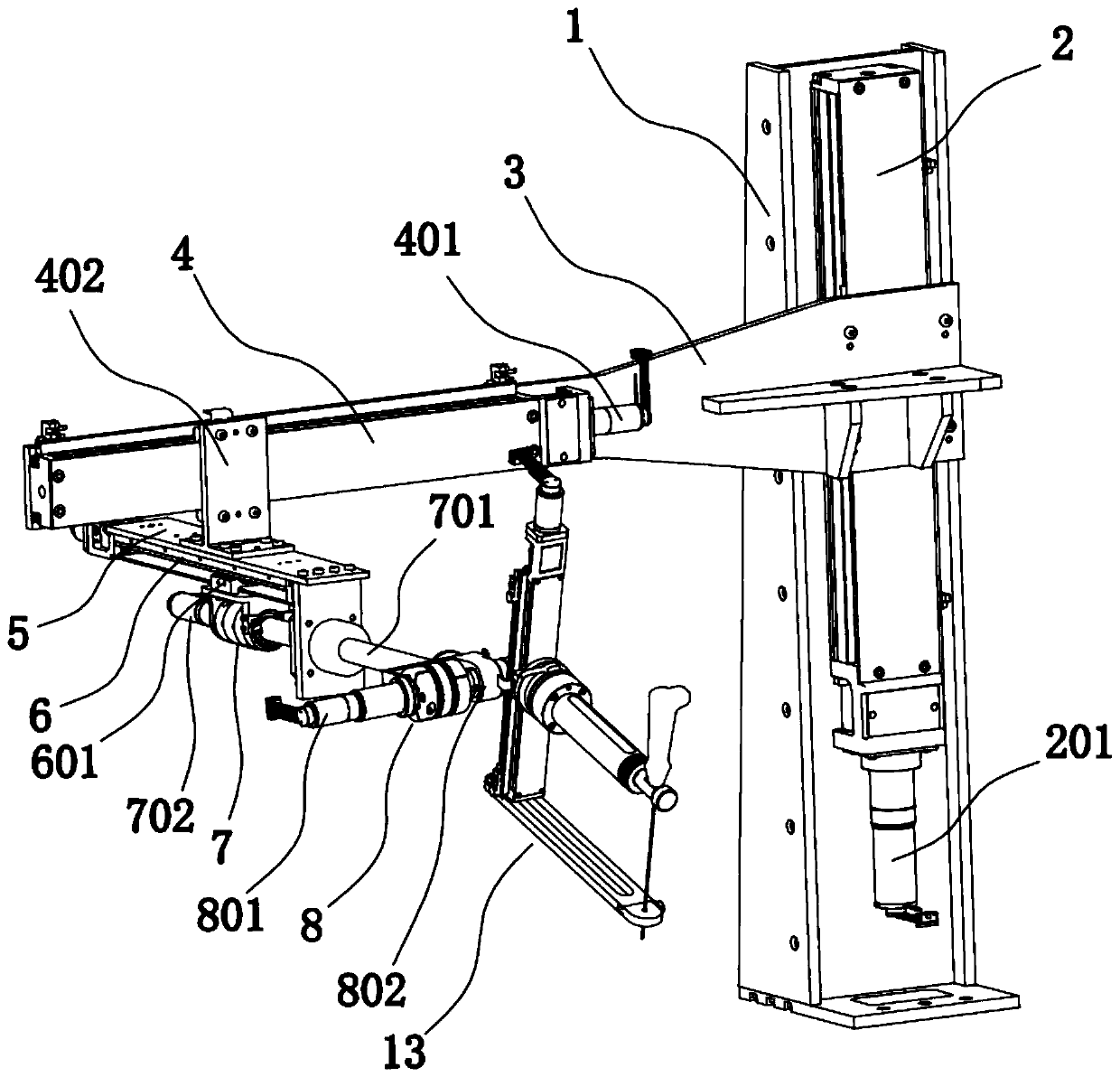 Six-degree-of-freedom mechanical arm and lung puncture robot adopting same