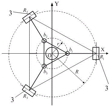 Positive solution determining method of three-connecting-rod type parallel-structured robot