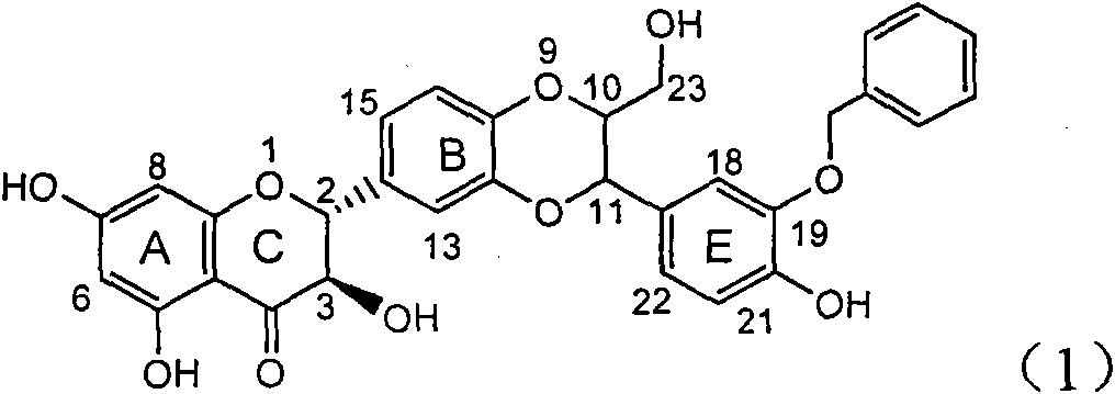 Application of benzyl-containing flavonoid lignan in preparation of medicament for treating hepatitis B