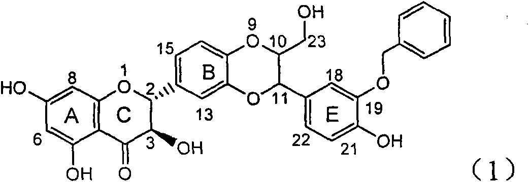 Application of benzyl-containing flavonoid lignan in preparation of medicament for treating hepatitis B