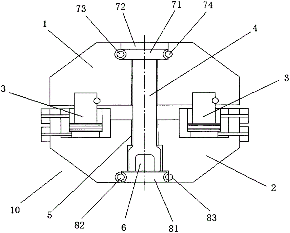 Bolt-tensioning-pretightened device and assembly formed by bolt-tensioning-pretightened device