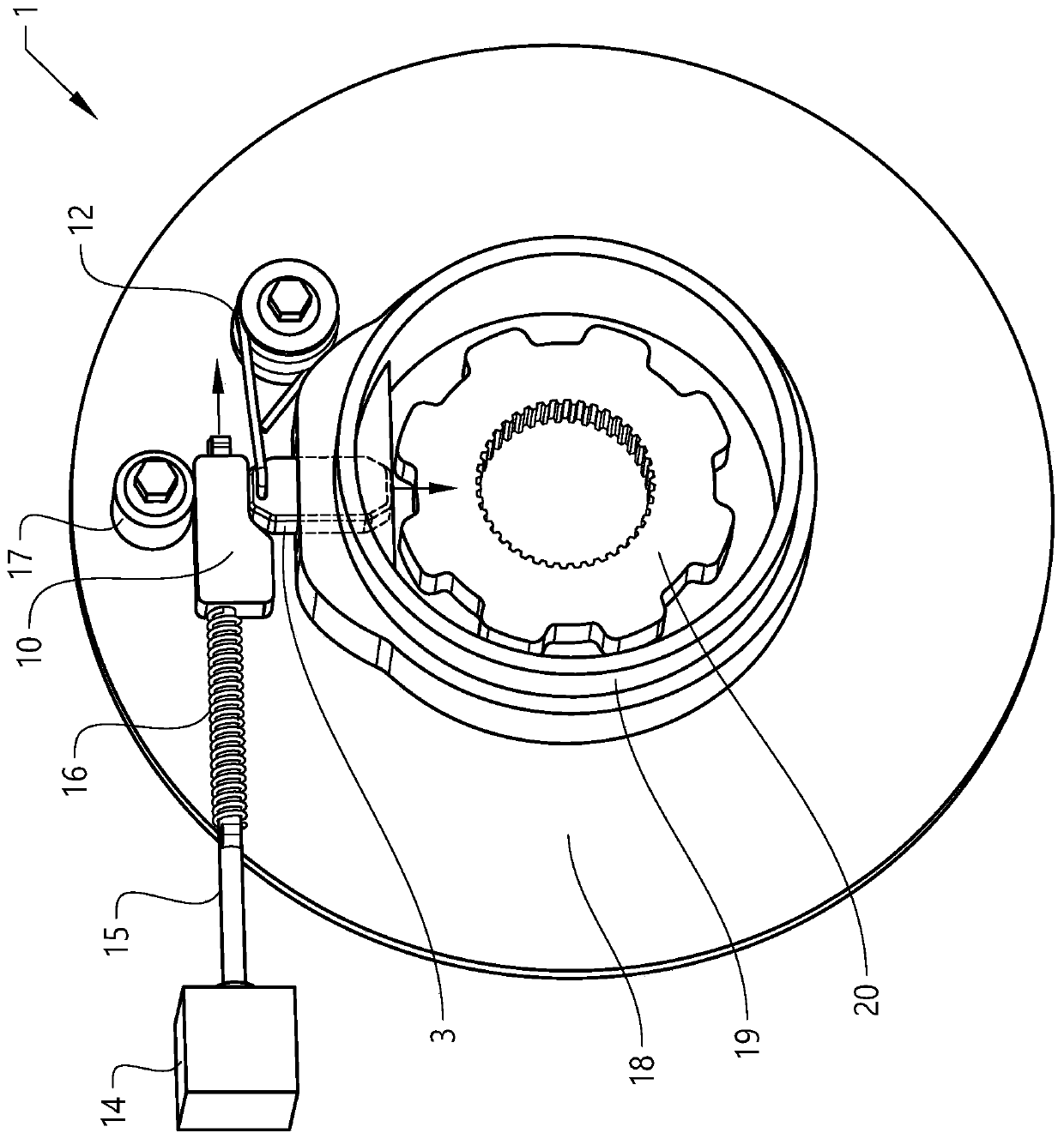 Park lock arrangement and vehicle comprising such park lock arrangement