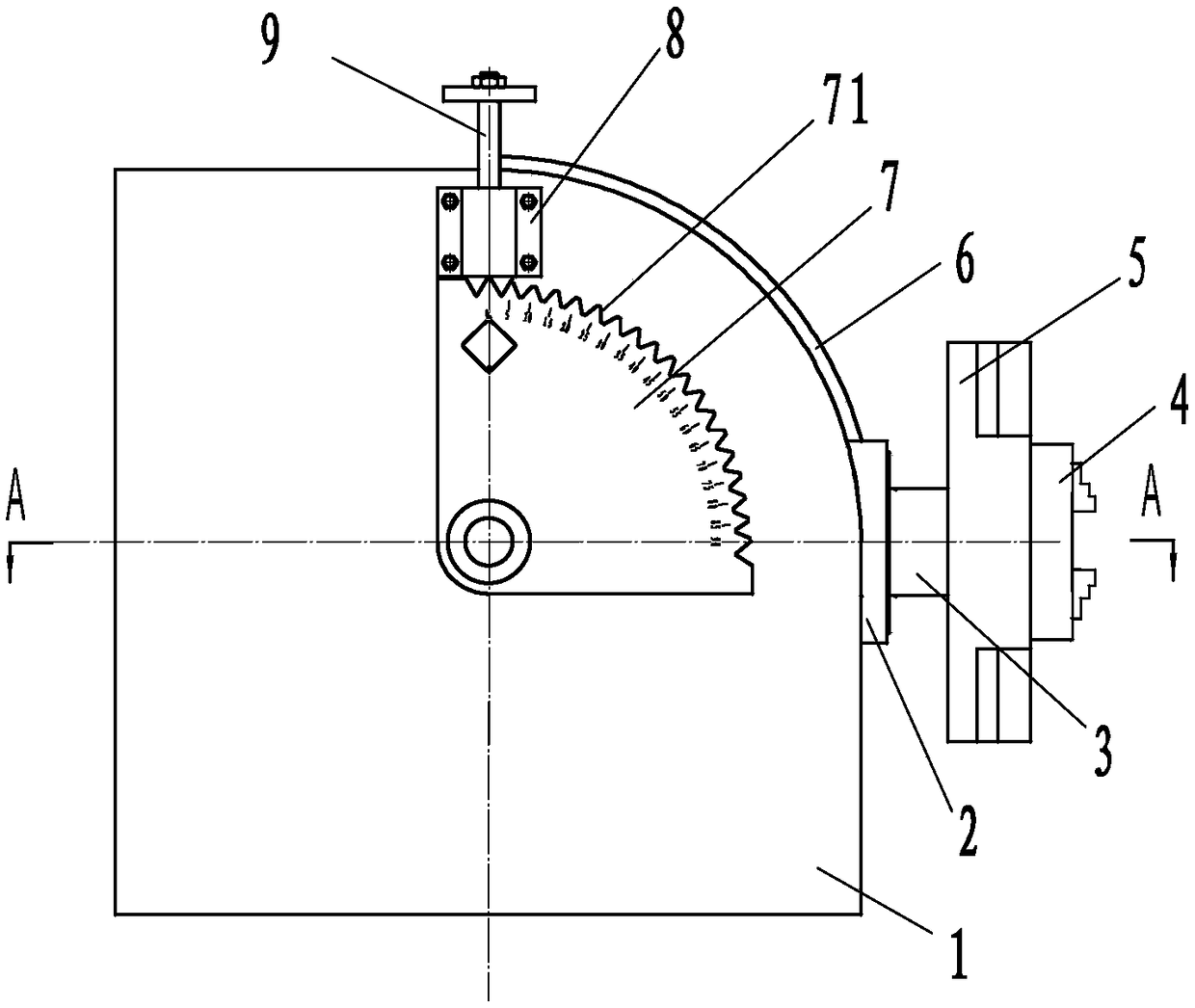 Numerical control milling machine angle-adjustable four-axis rotary workbench