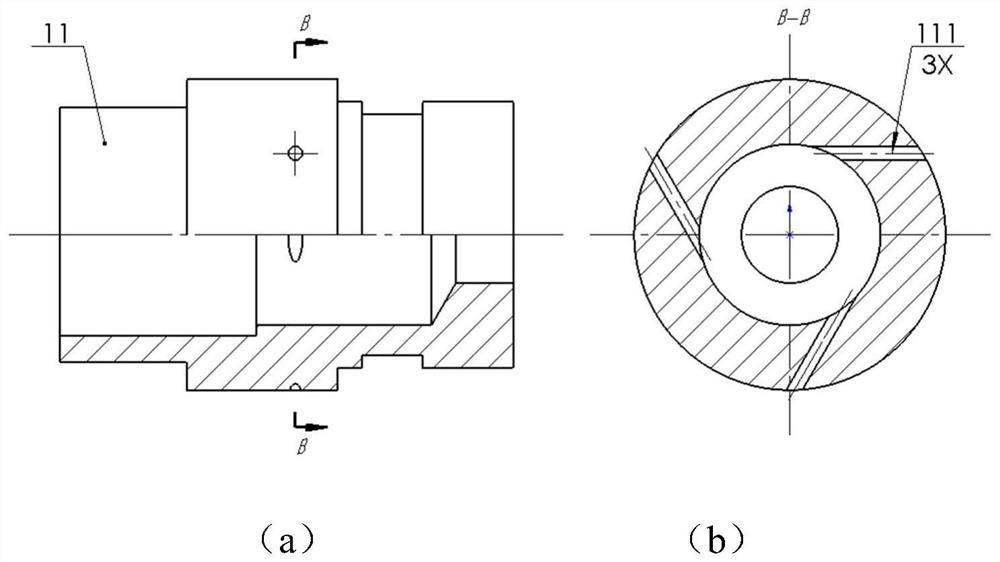 Device and method for femtosecond laser processing nozzle tangential hole