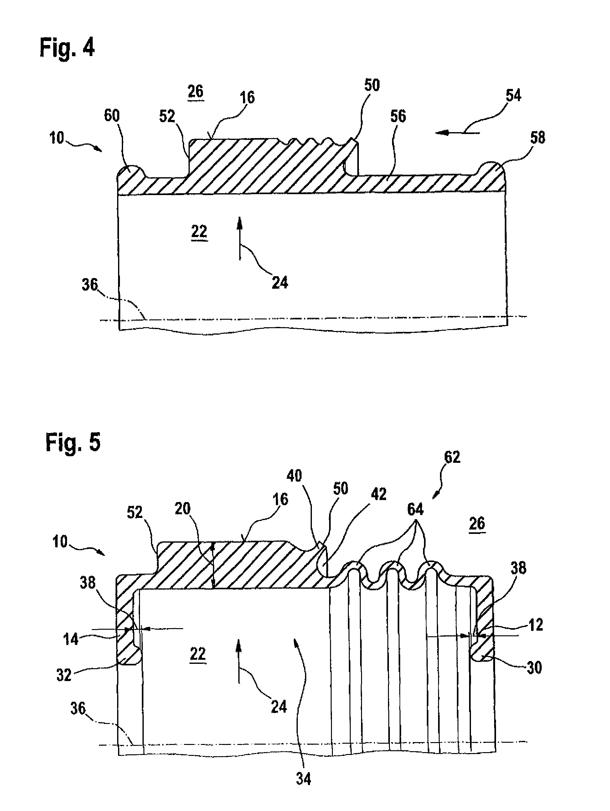 Pressurizable sealing element