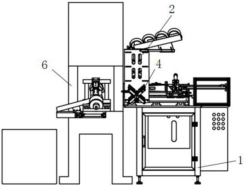 Automatic feeding and discharging device for window punching of tapered roller bearing retainers