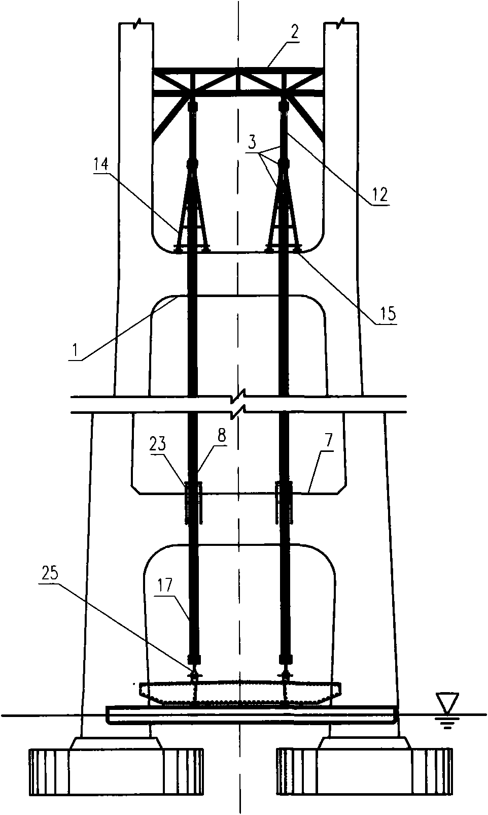 Mounting method for underbeam segment of large-stride steel box girder stayed-cable bridge