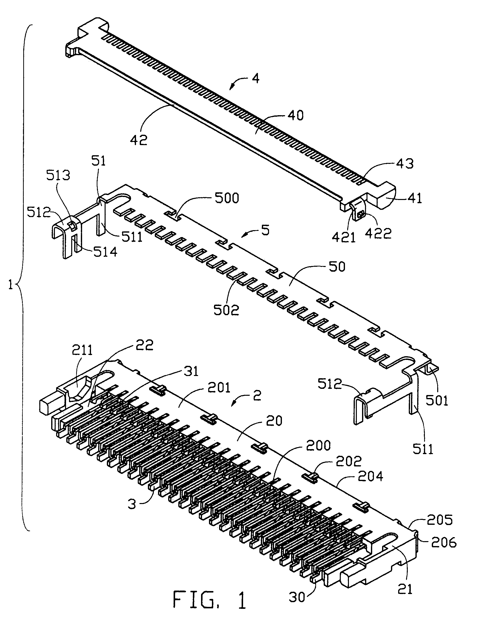 Electrical connector for flexible printed circuit