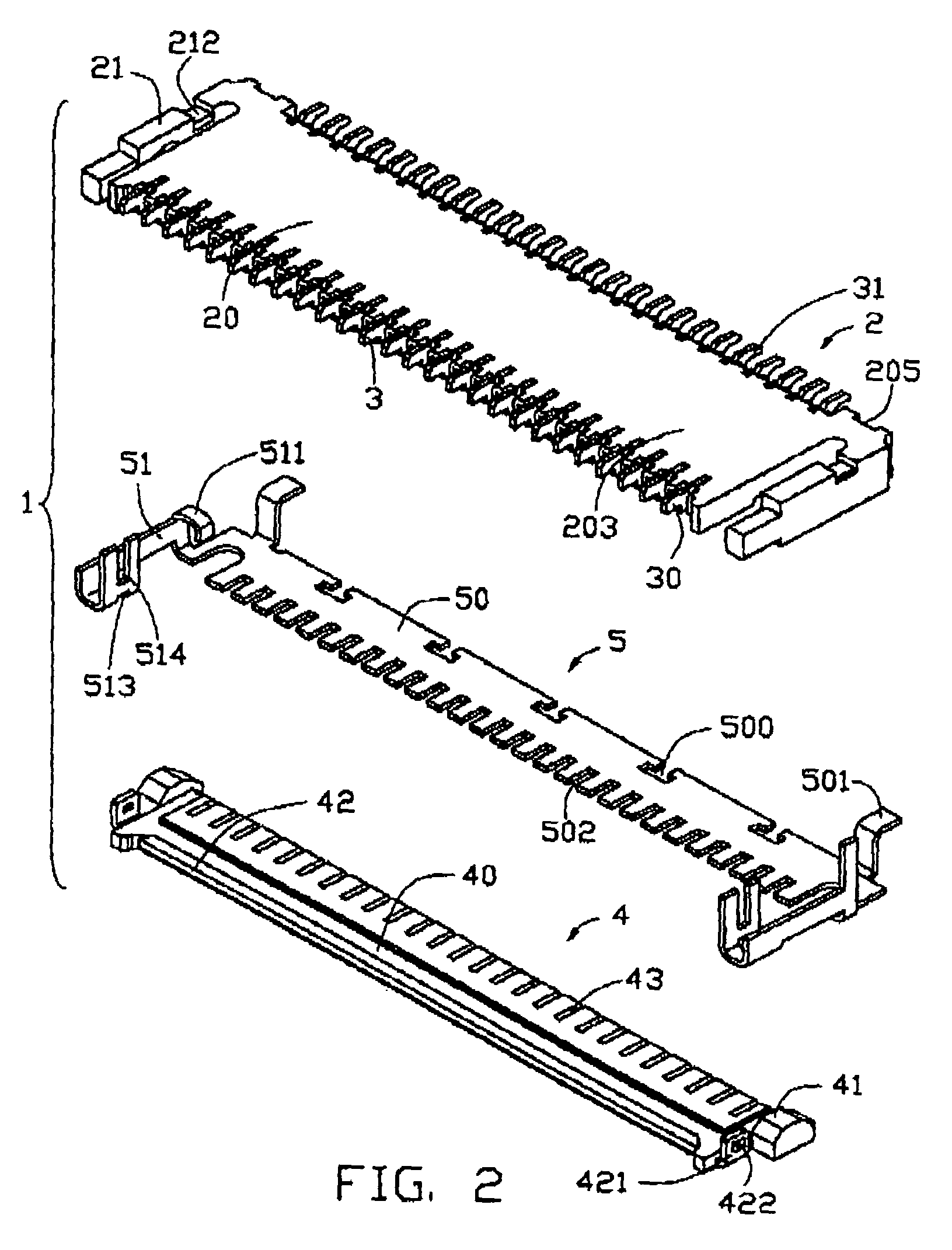 Electrical connector for flexible printed circuit