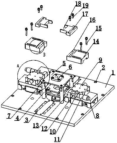 Scrubbing and locking-connecting device for glass fiber reinforced plastic grating plates for filtering of farmland accumulated water