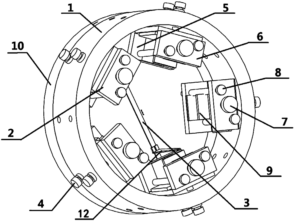 Clamping device applied to trimming arc surfaces of abrasive blocks of grinding wheel