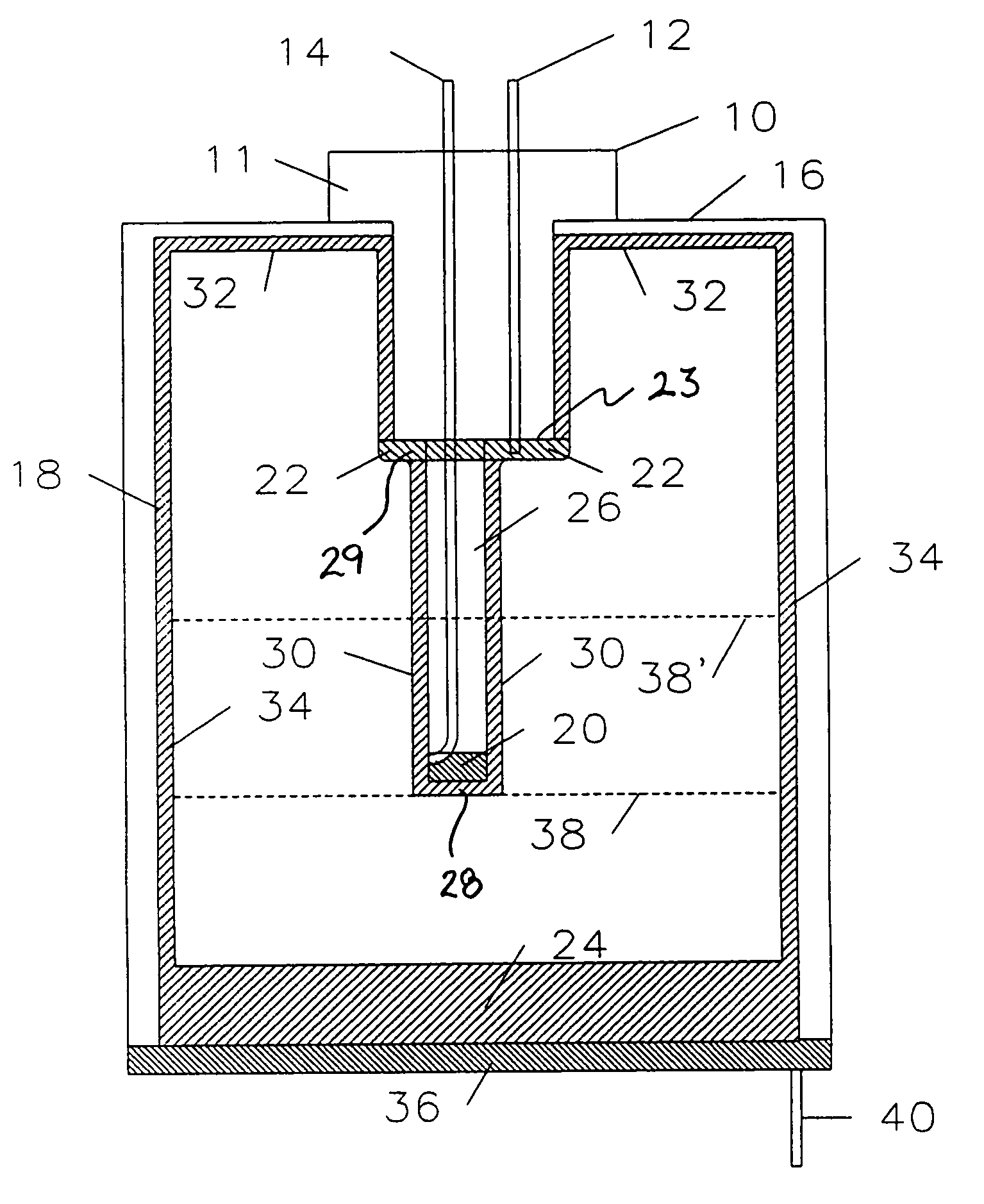 Liquid level sensor having a virtual ring