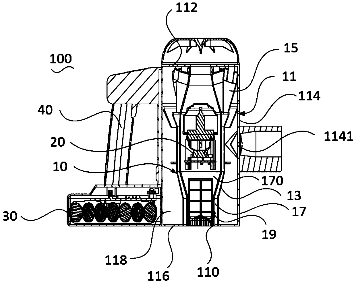 Dust collector and air outlet filtering part thereof