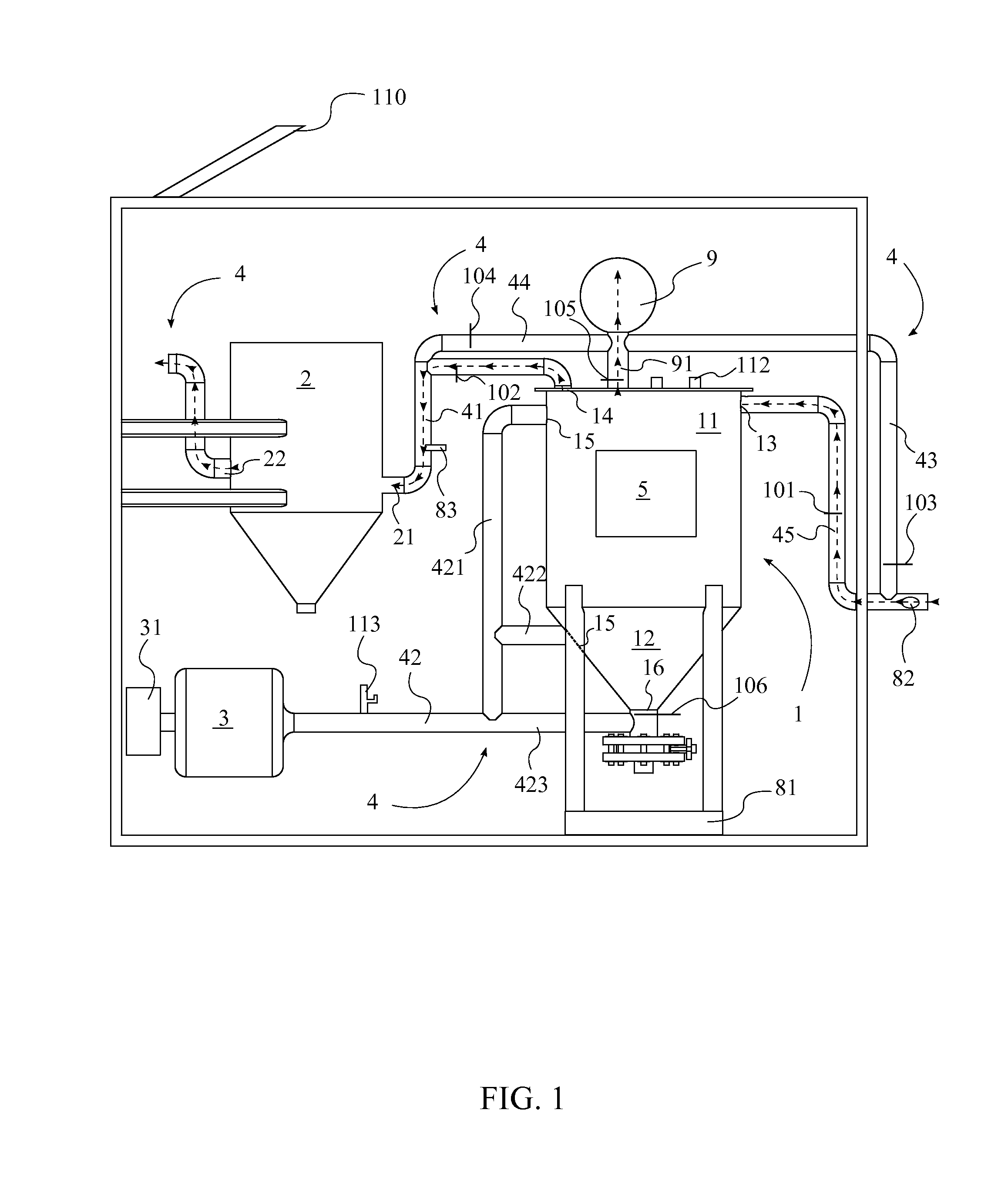 Filtering system for dust material transfer