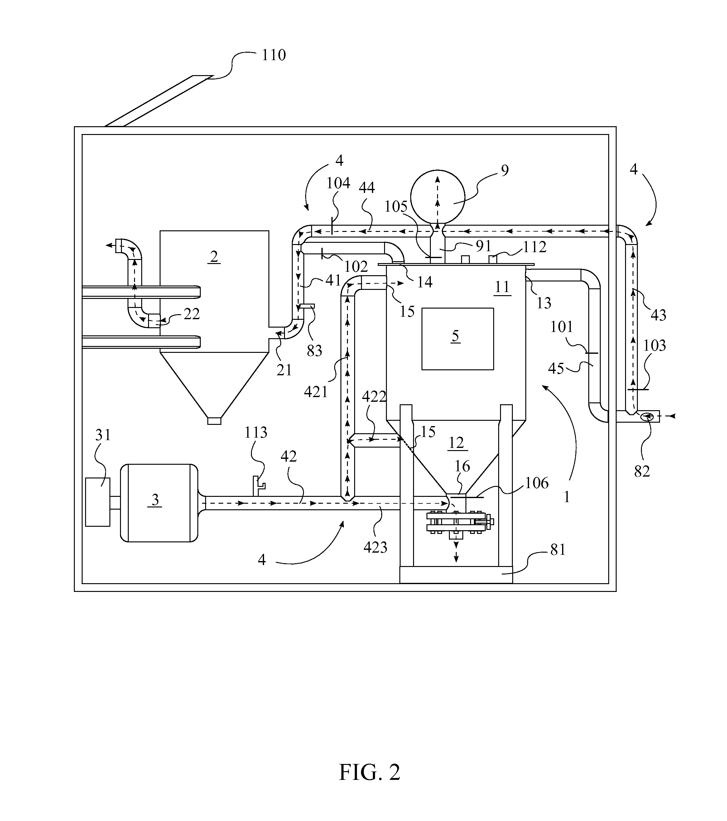 Filtering system for dust material transfer