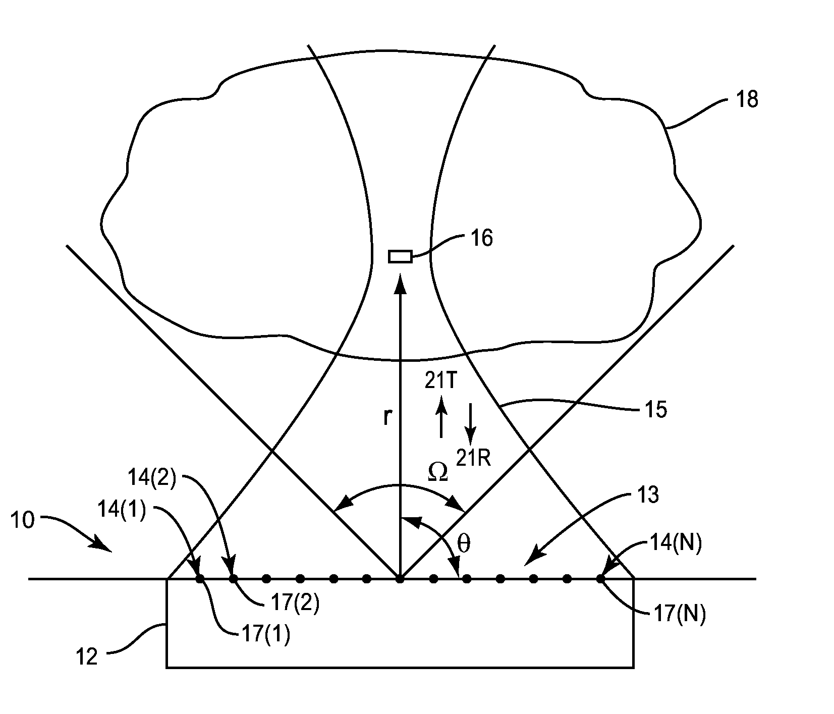 pMUT ARRAY FOR ULTRASONIC IMAGING, AND RELATED APPARATUSES, SYSTEMS, AND METHODS