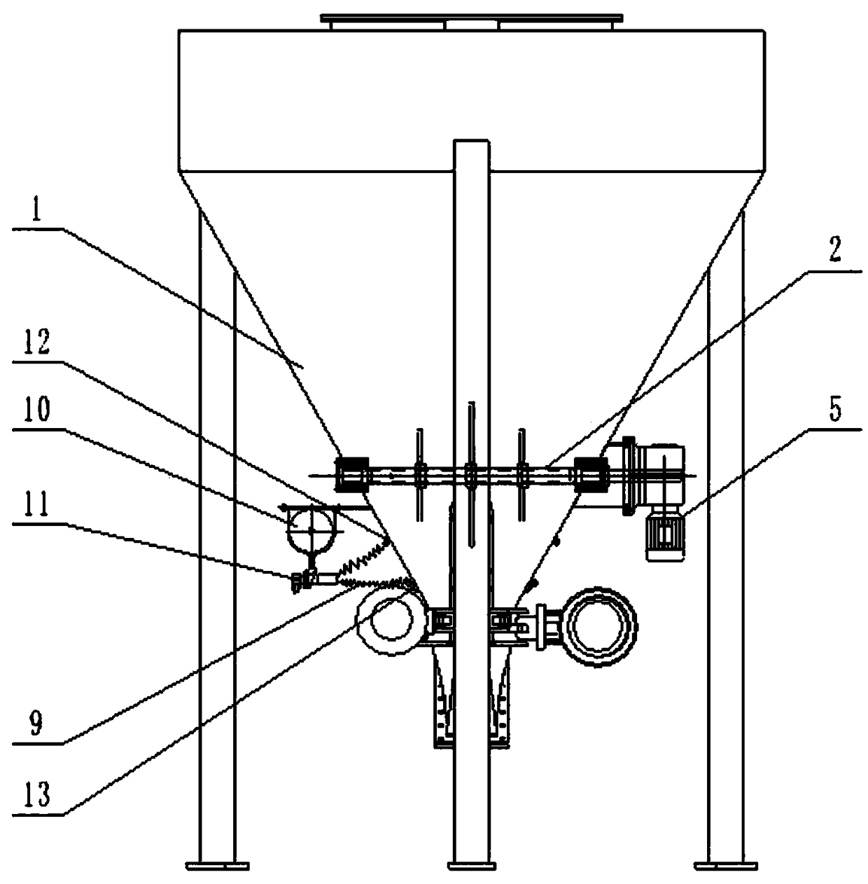 Automatic stirring and air blowing anti-bridging device