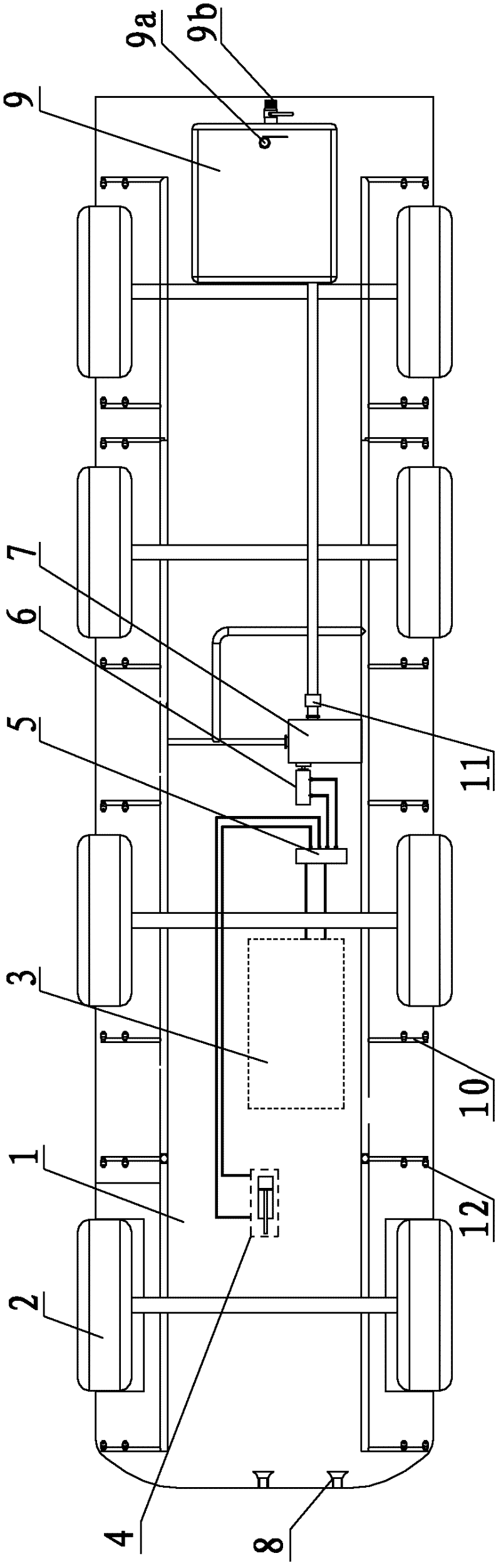 Dumper with travel spray dust suppression device