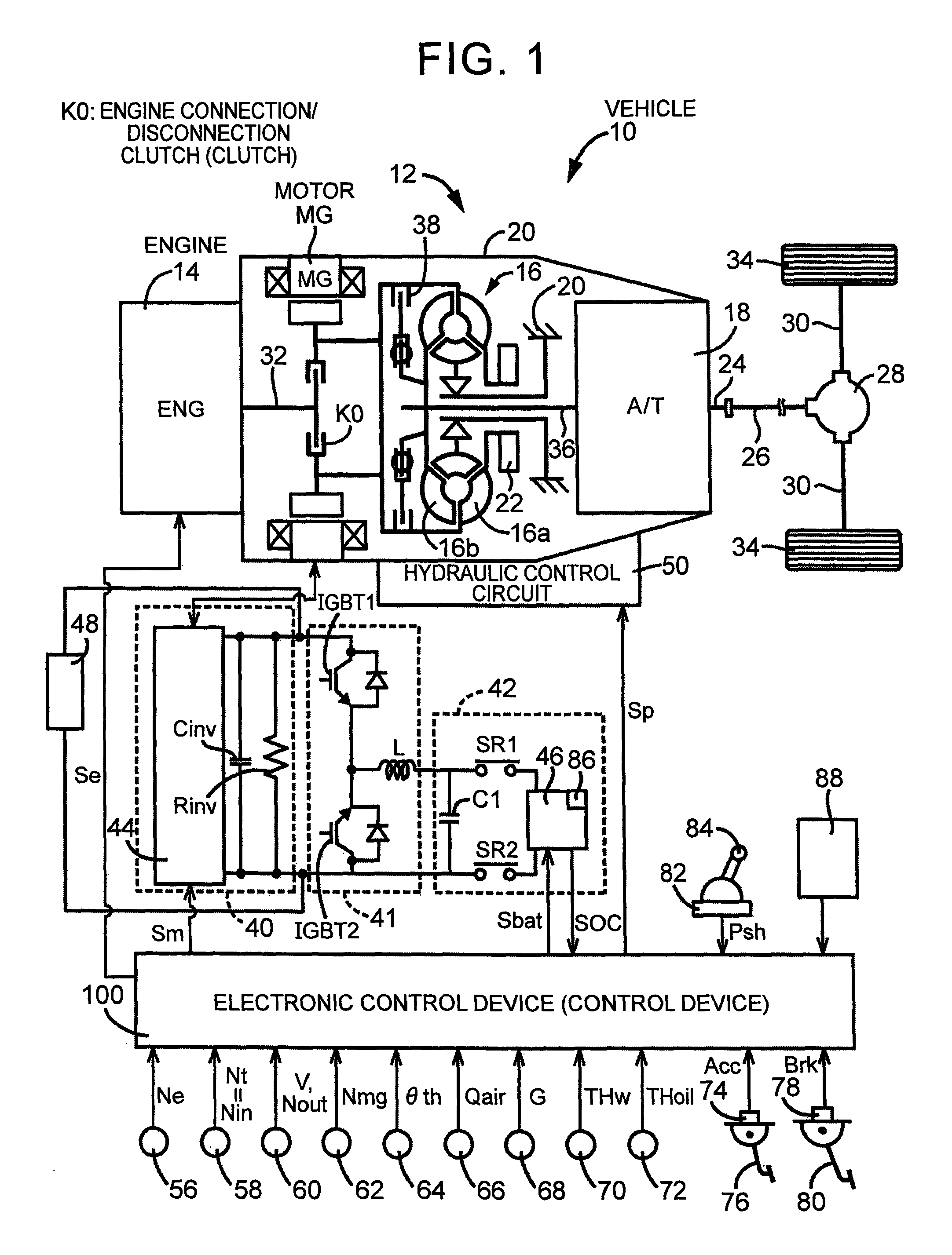 Control device for hybrid vehicle for controlling the hybrid vehicle when a collision is detected