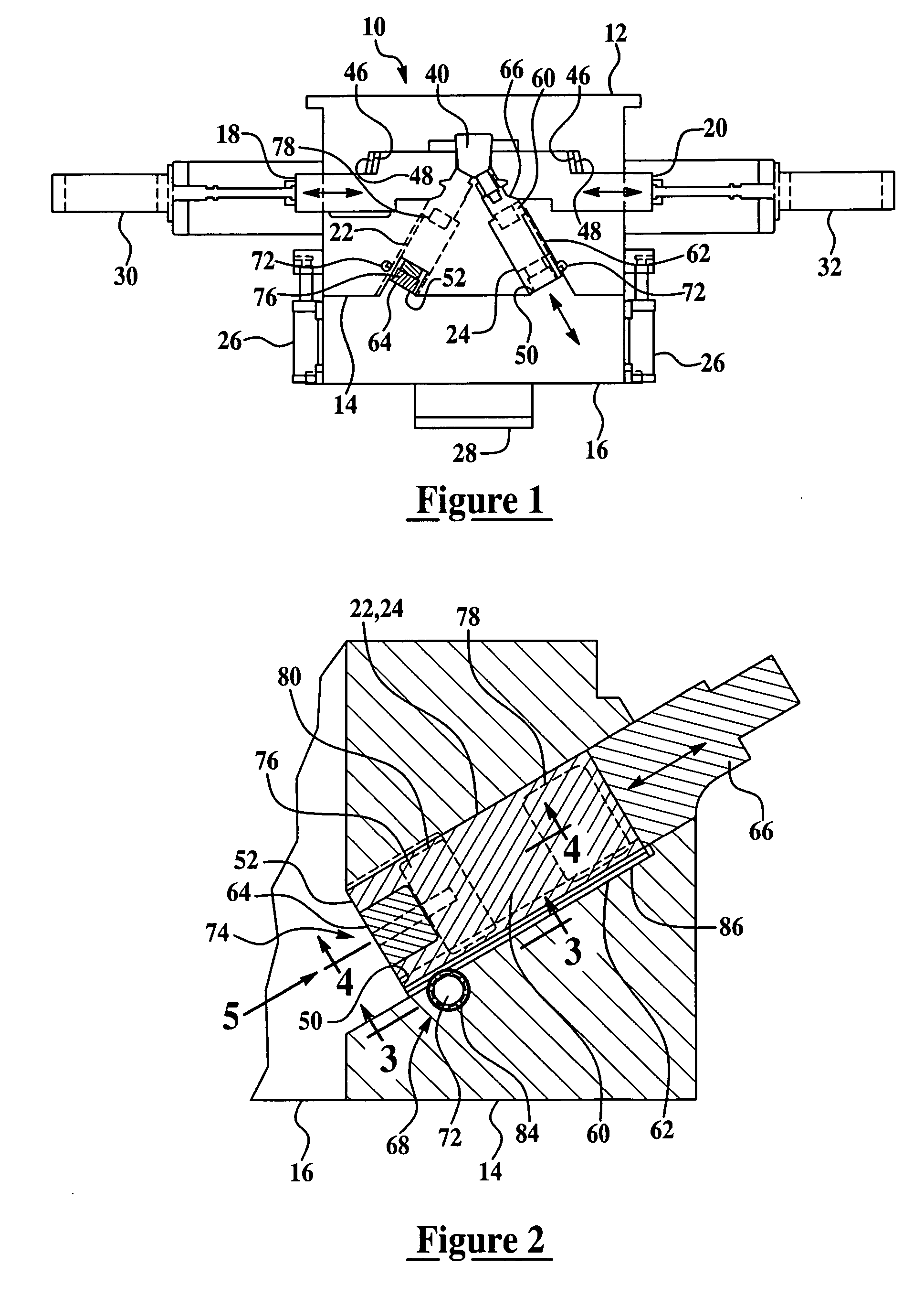 Engine block die-casting apparatus having mechanically actuated bank core slides