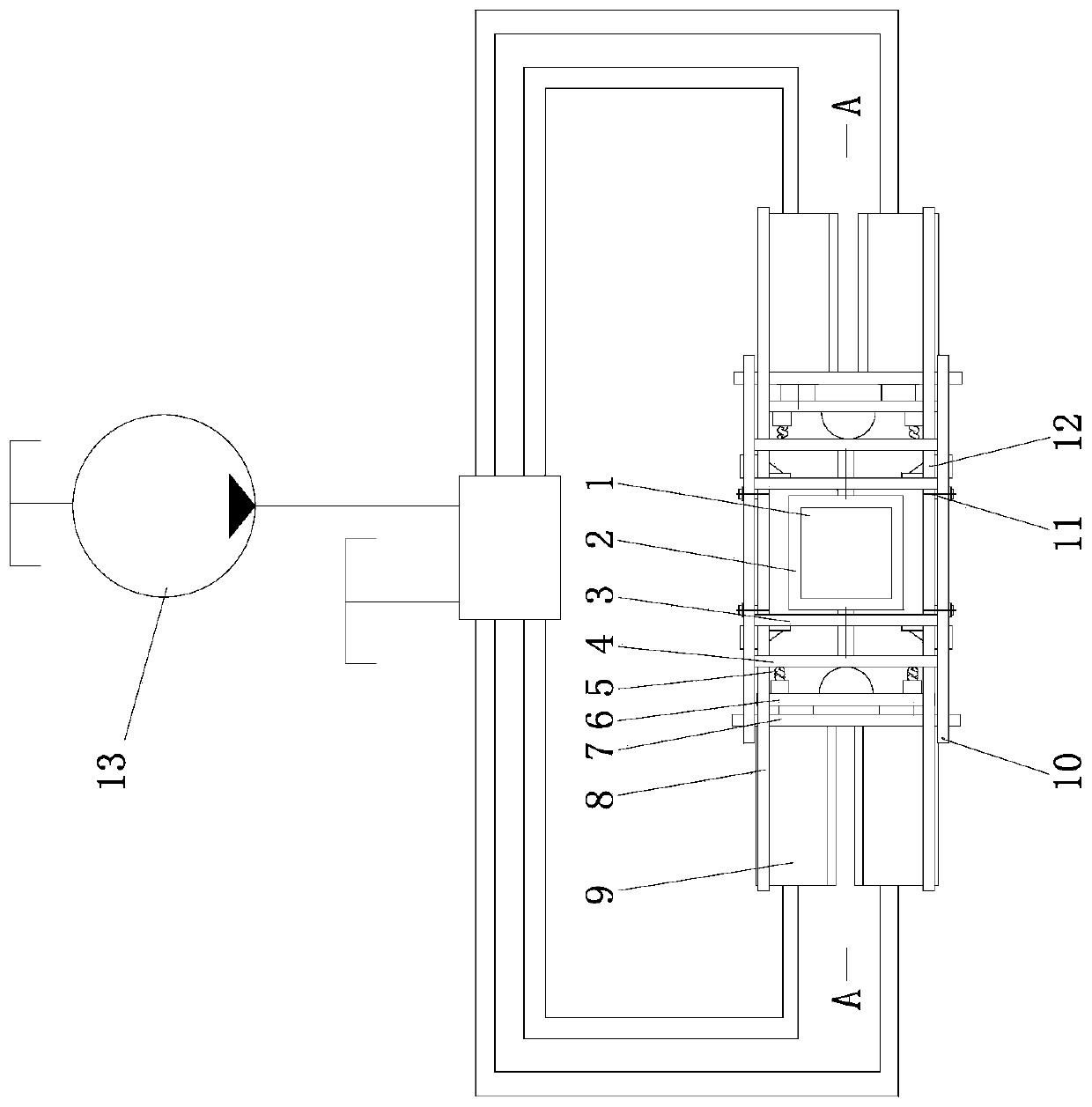 Rectangular pipe double-side multi-hole synchronous forming device