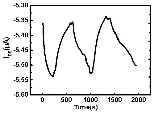 Methane gas sensor on basis of organic thin film transistor and preparation method of methane gas sensor