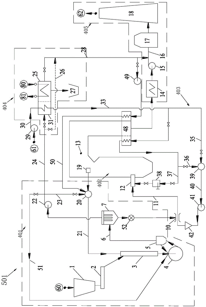 Open pulverizing exhaust gas heating type boiler unit