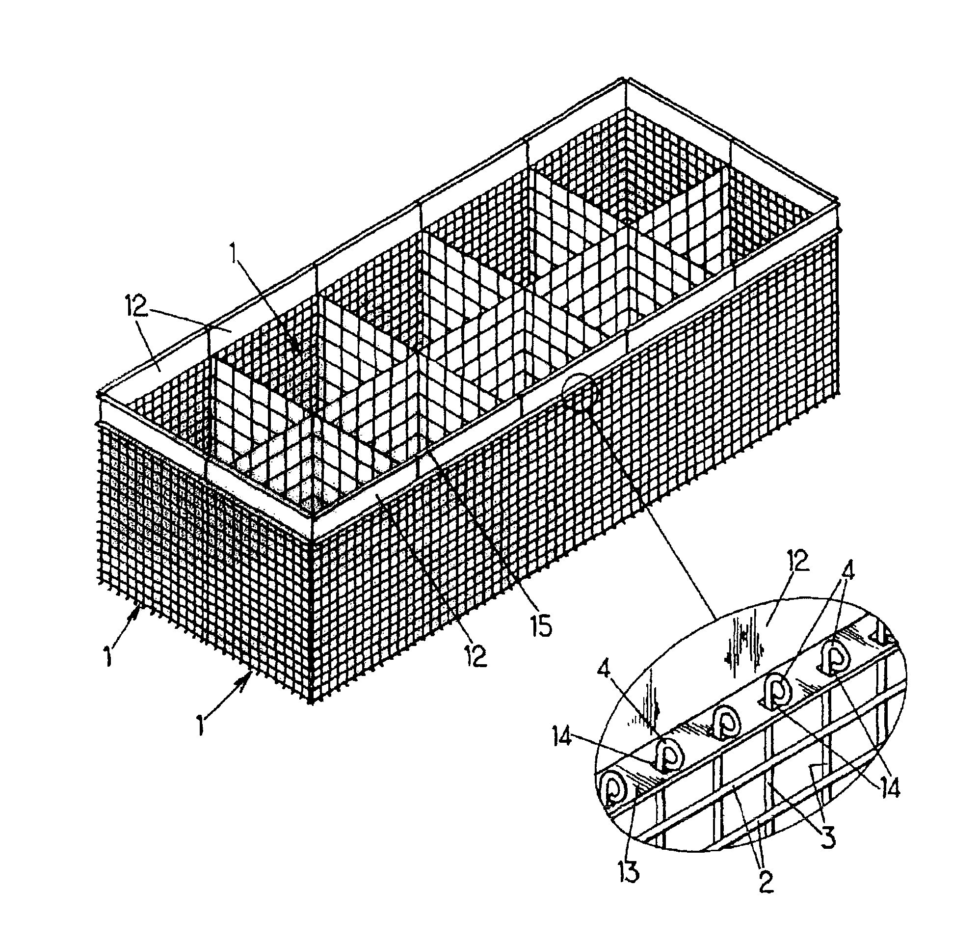 Gabion elements for producing constructions such as walls, barricades and the like