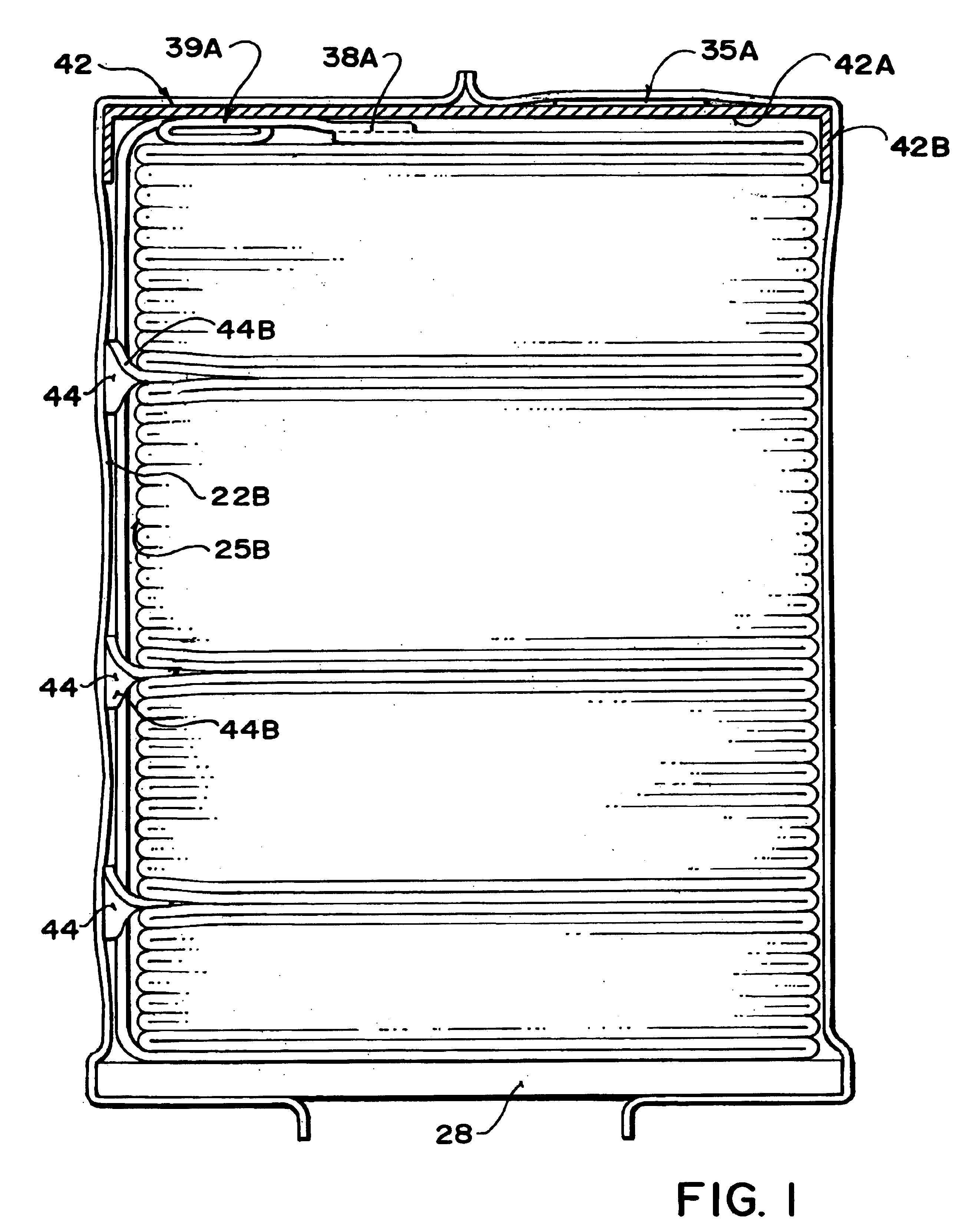 Packaging a strip of material in side by side stacks spliced end to end