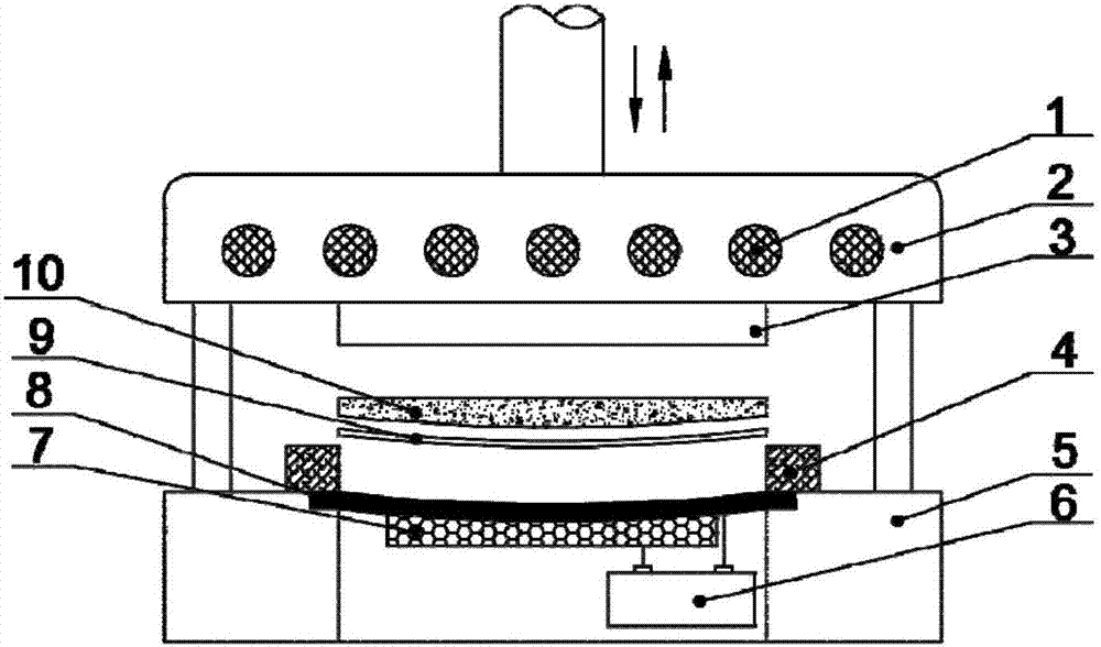 Electric control variable-curved-surface fluorescent membrane die-pressing method and apparatus