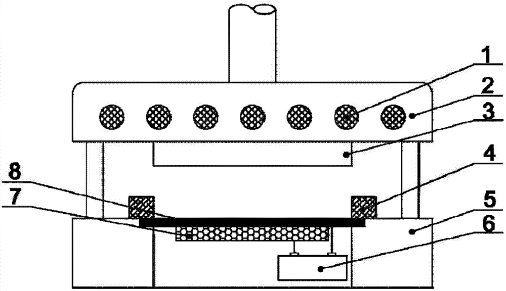 Electric control variable-curved-surface fluorescent membrane die-pressing method and apparatus