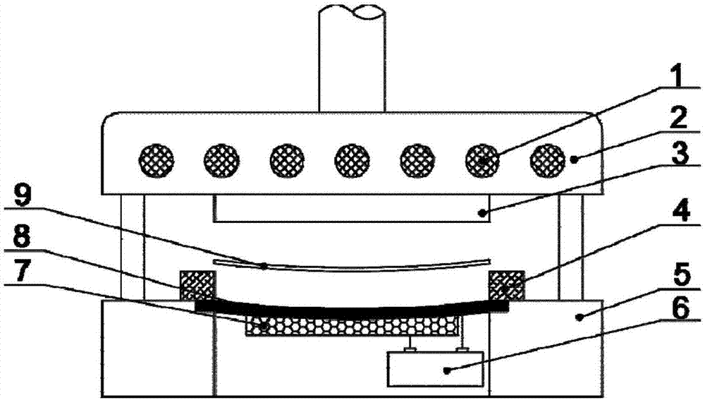 Electric control variable-curved-surface fluorescent membrane die-pressing method and apparatus