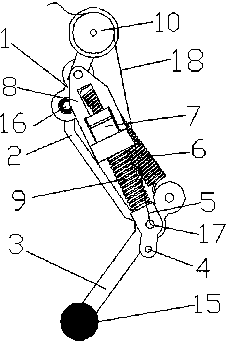 Quadruped robot leg with elastic four-rod mechanism