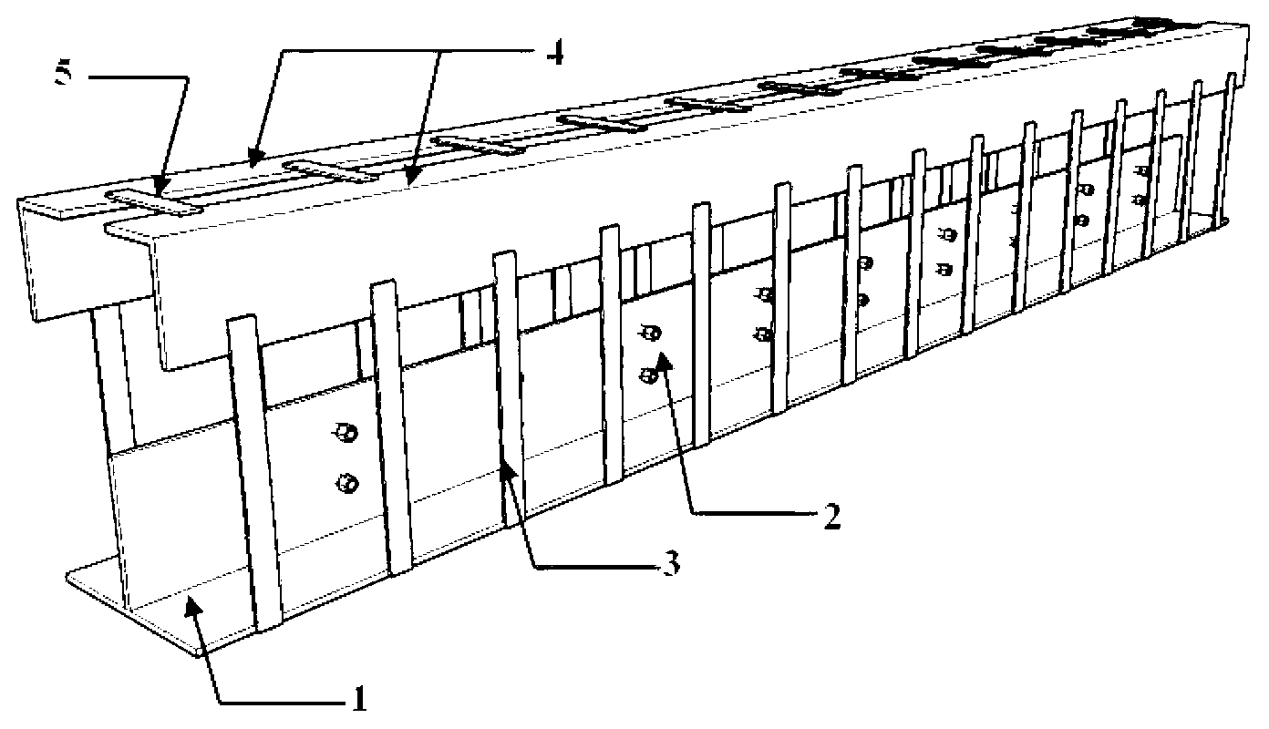 Embedded steel-encased high-intensity concrete combined beam with toggle pins