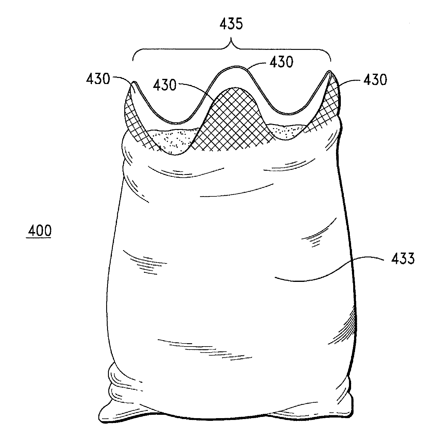 Disposal bag having embossed tie flaps