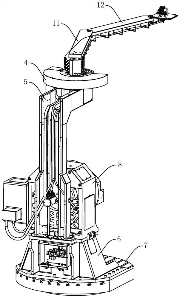 Aerial pipeline arranging structure for horizontal numerical control rotary table