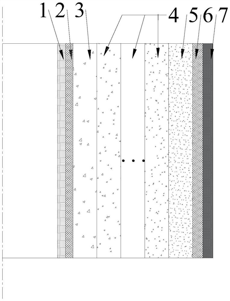 Multilayer functional gradient vertical shaft wall structure and construction process