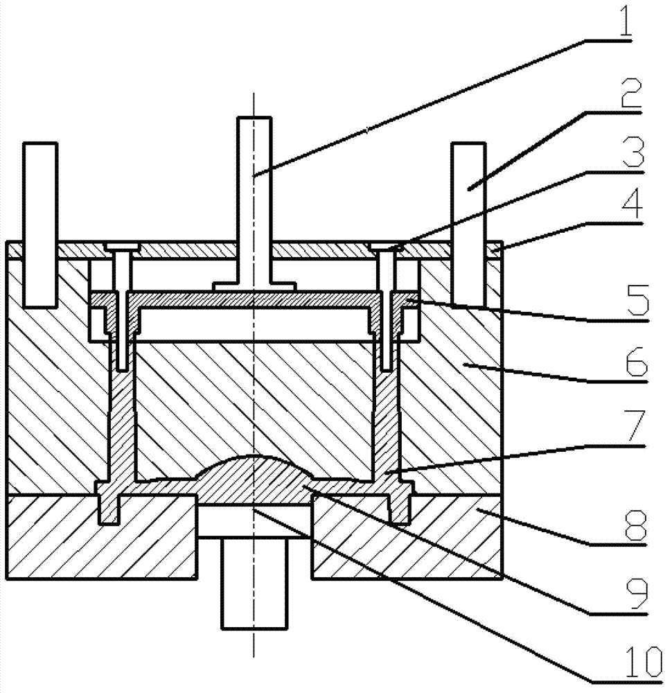 Semi-solid extruding and casting molding mould and molding process of compressor crankshaft and