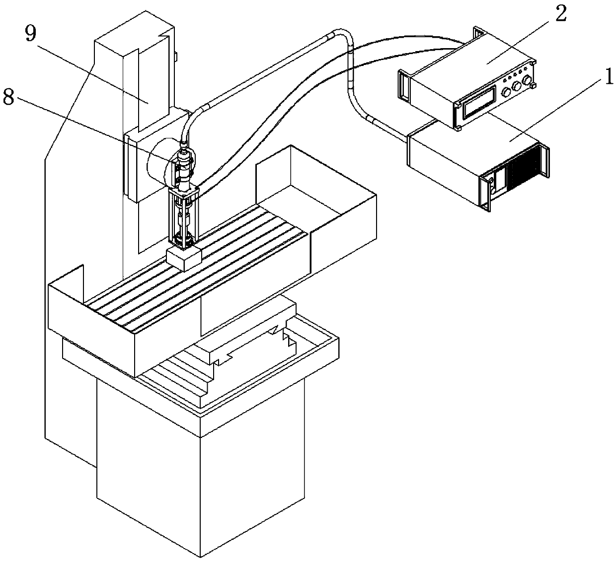 Ultrasonic vibration lens micro-rotation assisted laser machining device