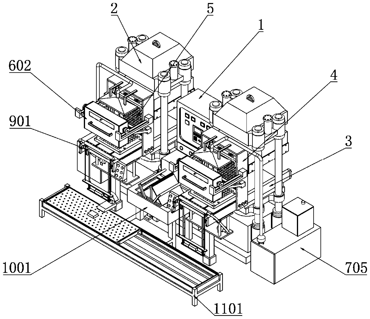 Double-station high-efficiency automatic rubber forming machine