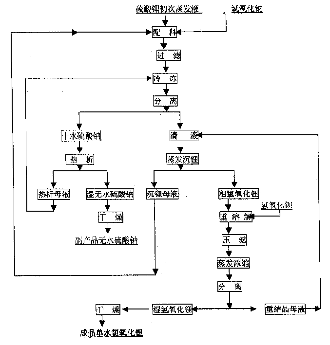 Production process of lithium hydroxide monohydrate